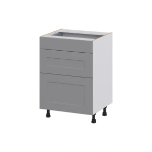 Hugo&Borg Beaumont 24-in W x 34.5-in H x 21-in D Slate Gray 3-Drawer Base Fully Assembled Cabinet (Recessed Panel Style)