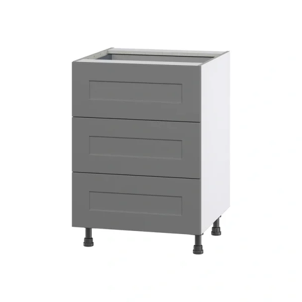 Hugo&Borg Beaumont 24-in W x 34.5-in H x 24-in D Slate Gray 3-Drawer Base Fully Assembled Cabinet T726920080