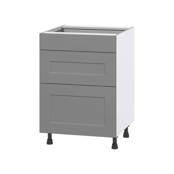 Hugo&Borg Beaumont 24-in W x 34.5-in H x 24-in D Slate Gray 3-Drawer Base Fully Assembled Cabinet T726920082