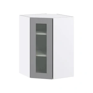 Hugo&Borg Beaumont 24-in W x 35-in H x 14-in D Slate Gray Blind Corner Wall Fully Assembled Cabinet (Glass Panel Shaker Style)