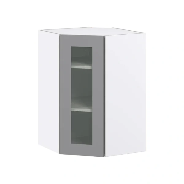 Hugo&Borg Beaumont 24-in W x 35-in H x 14-in D Slate Gray Blind Corner Wall Fully Assembled Cabinet (Glass Panel Shaker Style)