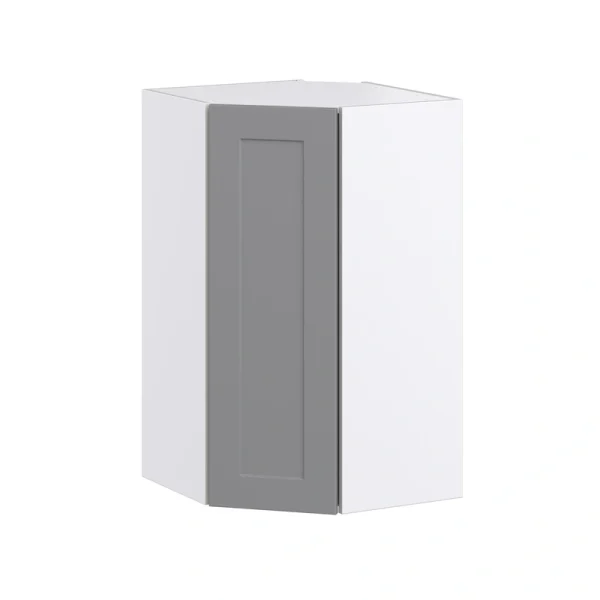 Hugo&Borg Beaumont 24-in W x 40-in H x 14-in D Slate Gray Diagonal Corner Wall Fully Assembled Cabinet (Recessed Panel Shaker Style)