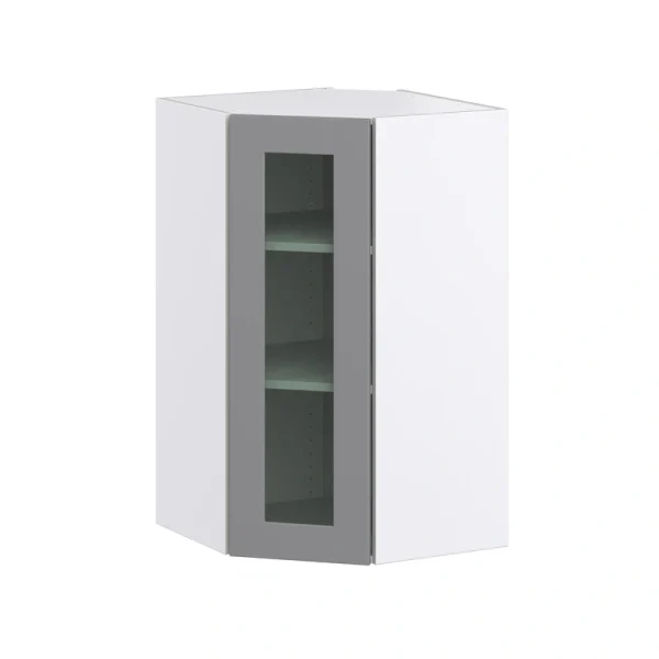Hugo&Borg Beaumont 24-in W x 40-in H x 14-in D Slate Gray Wall Fully Assembled Cabinet (Recessed Panel Glass Door Style)