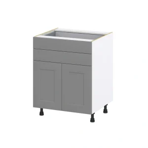 Hugo&Borg Beaumont 27-in W x 34.5-in H x 24-in D Slate Gray 2-Drawers Base Fully Assembled Cabinet (Recessed Panel Shaker Style)