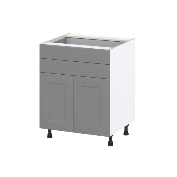 Hugo&Borg Beaumont 27-in W x 34.5-in H x 24-in D Slate Gray 2-Drawers Base Fully Assembled Cabinet (Recessed Panel Shaker Style)