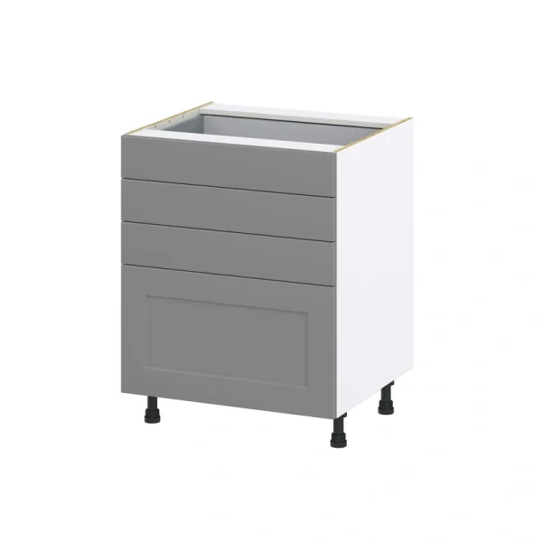 Hugo&Borg Beaumont 27-in W x 34.5-in H x 24-in D Slate Gray 4-Drawer Base Fully Assembled Cabinet (Recessed Panel Style)