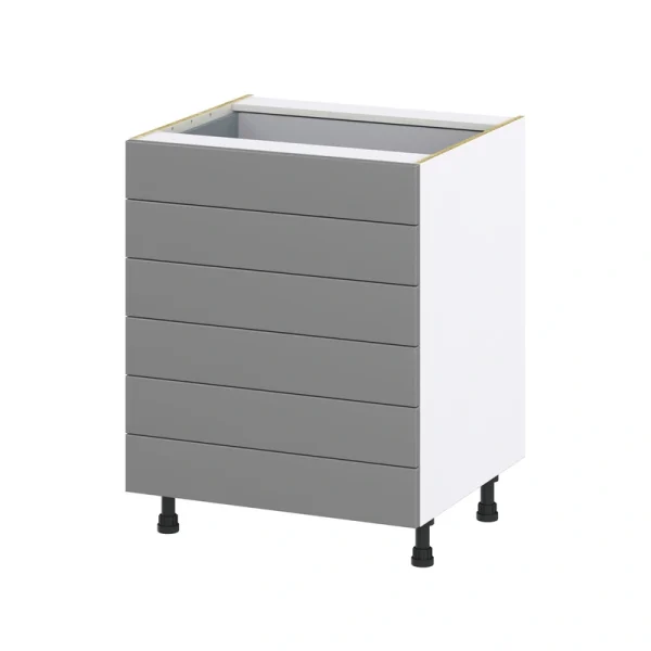 Hugo&Borg Beaumont 27-in W x 34.5-in H x 24-in D Slate Gray 6-Drawer Base Fully Assembled Cabinet (Recessed Panel Style)