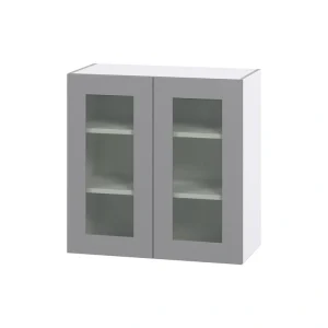 Hugo&Borg Beaumont 30-in W x 30-in H x 14-in D Slate Gray Wall Fully Assembled Cabinet (Glass Panel Shaker Door Style)