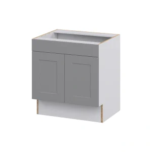 Hugo&Borg Beaumont 30-in W x 32.5-in H x 24-in D Slate Gray Sink Base Fully Assembled Cabinet (Recessed Panel Shaker Style)