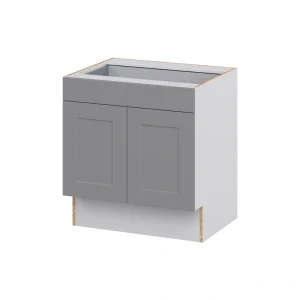 Hugo&Borg Beaumont 30-in W x 32.5-in H x 25-in D Slate Gray 1-Drawer Base Fully Assembled Cabinet (Recessed Panel Shaker Style)