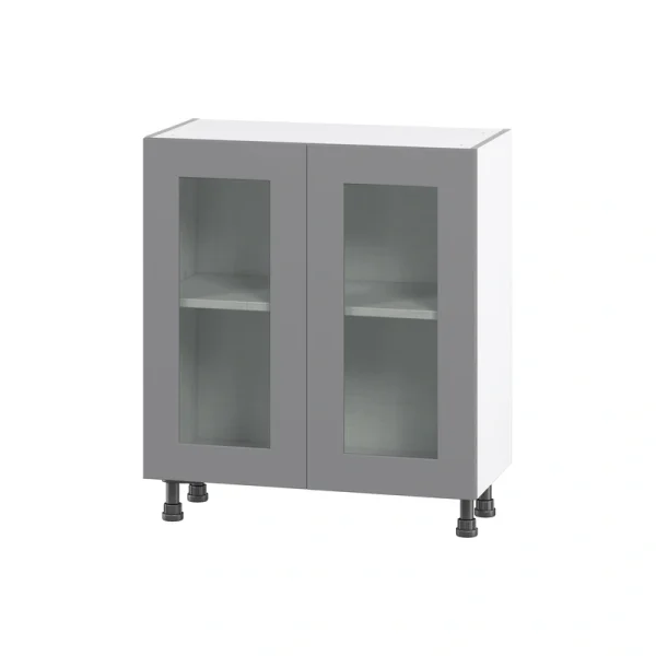 Hugo&Borg Beaumont 30-in W x 34.5-in H x 16-in D Slate Gray Base Fully Assembled Cabinet (Glass Panel Shaker Door Style)