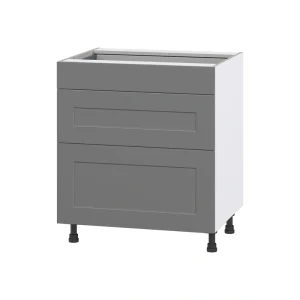 Hugo&Borg Beaumont 30-in W x 34.5-in H x 24-in D Slate Gray 3-Drawer Base Fully Assembled Cabinet T726920079