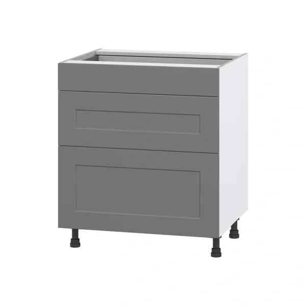Hugo&Borg Beaumont 30-in W x 34.5-in H x 24-in D Slate Gray 3-Drawer Base Fully Assembled Cabinet T726920079