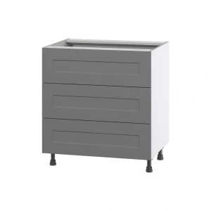 Hugo&Borg Beaumont 30-in W x 34.5-in H x 24-in D Slate Gray 3-Drawer Base Fully Assembled Cabinet T726921198