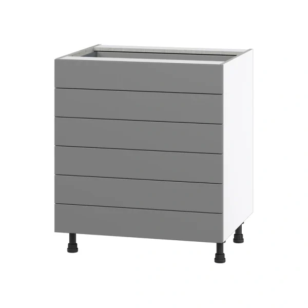 Hugo&Borg Beaumont 30-in W x 34.5-in H x 24-in D Slate Gray 6-Drawer Base Fully Assembled Cabinet