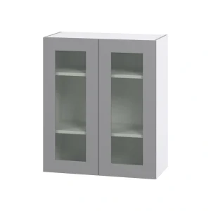 Hugo&Borg Beaumont 30-in W x 35-in H x 14-in D Slate Gray Wall Fully Assembled Cabinet (Glass Panel Shaker Door Style)