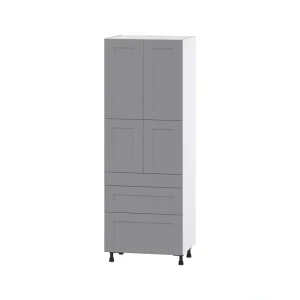 Hugo&Borg Beaumont 30-in W x 84.5-in H x 24-in D Slate Gray 3-Drawers Pantry Fully Assembled Cabinet (Flat Panel Shaker Style) T726920031