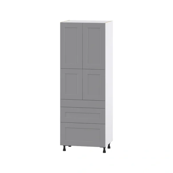Hugo&Borg Beaumont 30-in W x 84.5-in H x 24-in D Slate Gray 3-Drawers Pantry Fully Assembled Cabinet (Flat Panel Shaker Style) T726920031