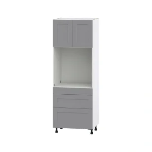Hugo&Borg Beaumont 30-in W x 84.5-in H x 24-in D Slate Gray 3-Drawers Single Oven Base Fully Assembled Cabinet (Flat Panel Shaker Style)