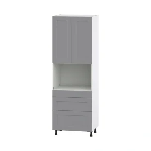 Hugo&Borg Beaumont 30-in W x 89.5-in H x 24-in D Slate Gray 3-Drawers Pantry Fully Assembled Cabinet (Flat Panel Shaker Style)