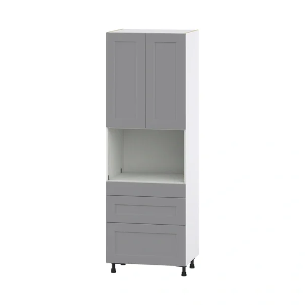Hugo&Borg Beaumont 30-in W x 89.5-in H x 24-in D Slate Gray 3-Drawers Pantry Fully Assembled Cabinet (Flat Panel Shaker Style)