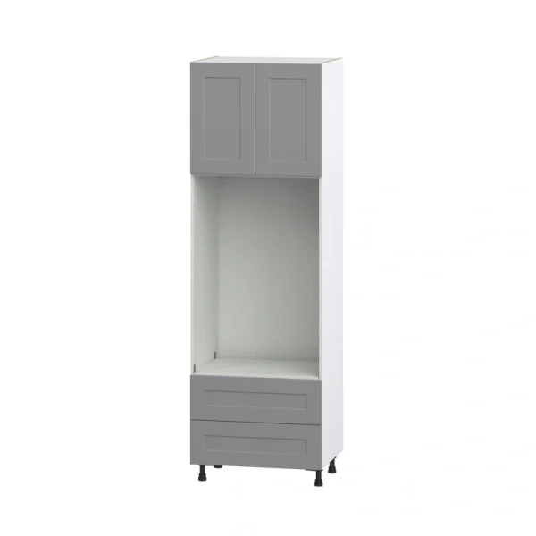 Hugo&Borg Beaumont 30-in W x 94.5-in H x 24-in D Slate Gray 2-Drawers Microwave Pantry Fully Assembled Cabinet (Recessed Panel Shaker Style)
