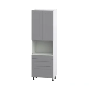 Hugo&Borg Beaumont 30-in W x 94.5-in H x 24-in D Slate Gray 3-Drawers Microwave Pantry Fully Assembled Cabinet (Recessed Panel Shaker Style)