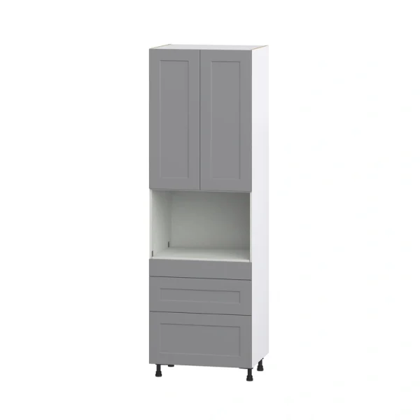 Hugo&Borg Beaumont 30-in W x 94.5-in H x 24-in D Slate Gray 3-Drawers Microwave Pantry Fully Assembled Cabinet (Recessed Panel Shaker Style)