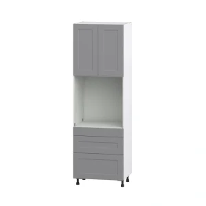Hugo&Borg Beaumont 30-in W x 94.5-in H x 24-in D Slate Gray 3-Drawers Single Oven Pantry Fully Assembled Cabinet (Recessed Panel Shaker Style)