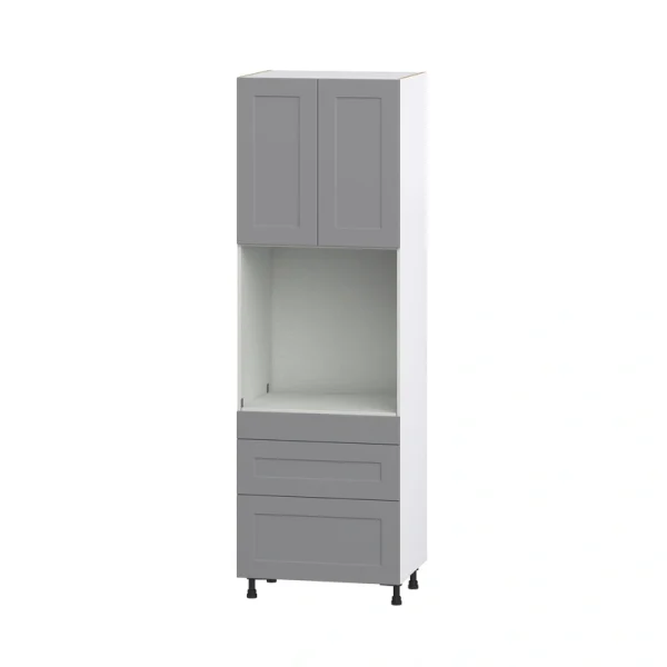 Hugo&Borg Beaumont 30-in W x 94.5-in H x 24-in D Slate Gray 3-Drawers Single Oven Pantry Fully Assembled Cabinet (Recessed Panel Shaker Style)