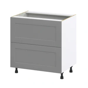 Hugo&Borg Beaumont 33-in W x 34.5-in H x 24-in D Slate Gray 2-Drawer Base Fully Assembled Cabinet (Recessed Panel Style)