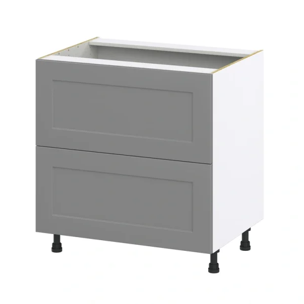Hugo&Borg Beaumont 33-in W x 34.5-in H x 24-in D Slate Gray 2-Drawer Base Fully Assembled Cabinet (Recessed Panel Style)