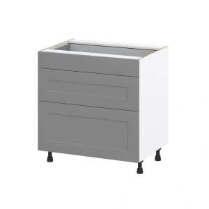 Hugo&Borg Beaumont 33-in W x 34.5-in H x 24-in D Slate Gray 3-Drawer Base Fully Assembled Cabinet (Recessed Panel Style) T726920737