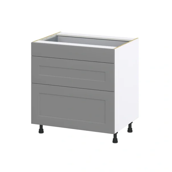 Hugo&Borg Beaumont 33-in W x 34.5-in H x 24-in D Slate Gray 3-Drawer Base Fully Assembled Cabinet (Recessed Panel Style) T726920737
