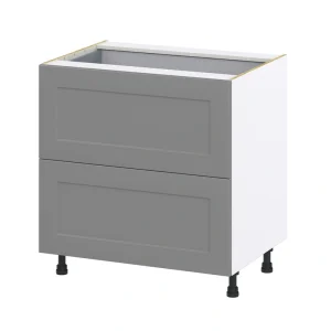 Hugo&Borg Beaumont 33-in W x 34.5-in H x 24-in D Slate Gray 3-Drawer Base Fully Assembled Cabinet (Recessed Panel Style) T726920739