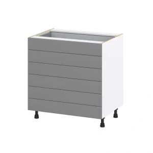 Hugo&Borg Beaumont 33-in W x 34.5-in H x 24-in D Slate Gray 6-Drawer Base Fully Assembled Cabinet (Recessed Panel Style)
