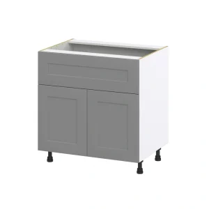Hugo&Borg Beaumont 33-in W x 34.5-in H x 25-in D Slate Gray 1-Drawer Base Fully Assembled Cabinet (Recessed Panel Shaker Style)