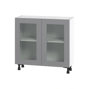 Hugo&Borg Beaumont 36-in W x 34.5-in H x 16-in D Slate Gray Base Fully Assembled Cabinet (Glass Panel Shaker Door Style)