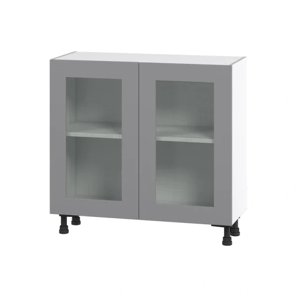 Hugo&Borg Beaumont 36-in W x 34.5-in H x 16-in D Slate Gray Base Fully Assembled Cabinet (Glass Panel Shaker Door Style)