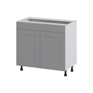 Hugo&Borg Beaumont 36-in W x 34.5-in H x 21-in D Slate Gray Sink Base Fully Assembled Cabinet (Recessed Panel Shaker Style)