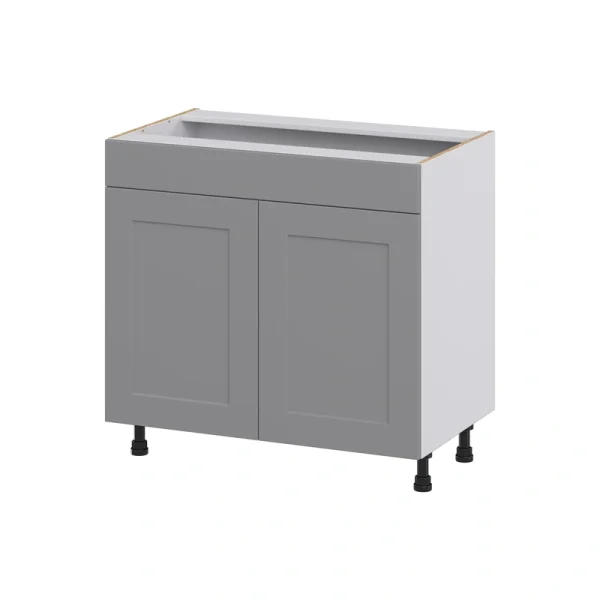 Hugo&Borg Beaumont 36-in W x 34.5-in H x 21-in D Slate Gray Sink Base Fully Assembled Cabinet (Recessed Panel Shaker Style)