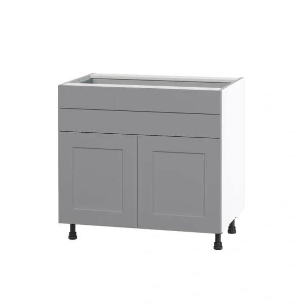 Hugo&Borg Beaumont 36-in W x 34.5-in H x 24-in D Slate Gray 2-Drawers Base Fully Assembled Cabinet (Flat Panel Shaker Style)