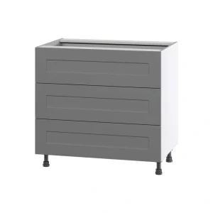 Hugo&Borg Beaumont 36-in W x 34.5-in H x 24-in D Slate Gray 3-Drawer Base Fully Assembled Cabinet T726920078