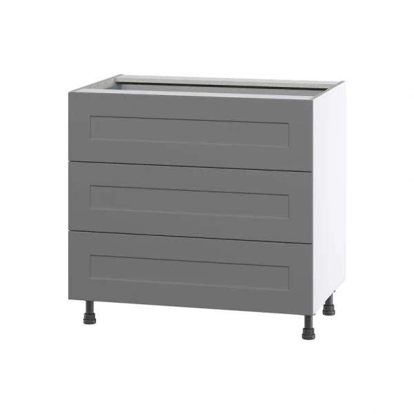 Hugo&Borg Beaumont 36-in W x 34.5-in H x 24-in D Slate Gray 3-Drawer Base Fully Assembled Cabinet T726920078