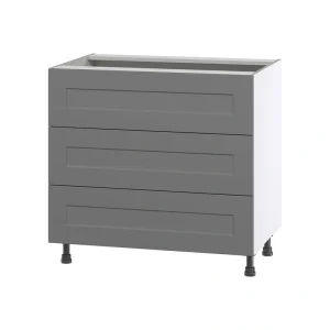 Hugo&Borg Beaumont 36-in W x 34.5-in H x 24-in D Slate Gray 3-Drawer Base Fully Assembled Cabinet T726920567