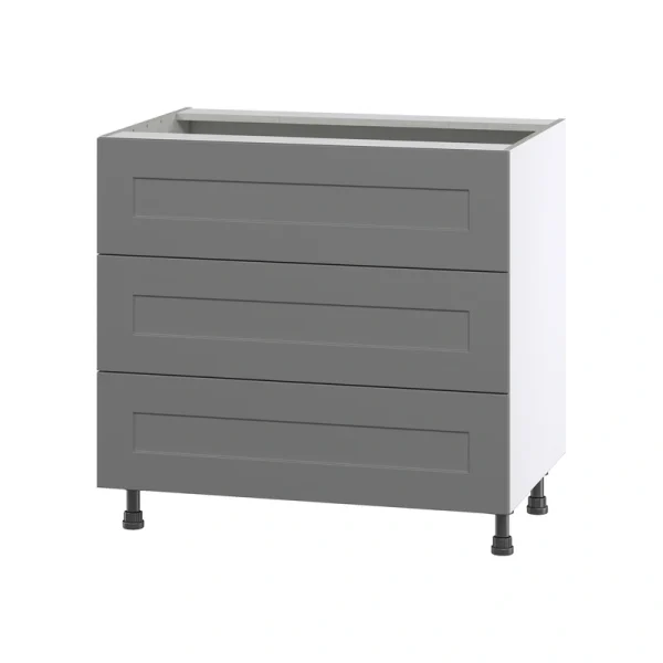 Hugo&Borg Beaumont 36-in W x 34.5-in H x 24-in D Slate Gray 3-Drawer Base Fully Assembled Cabinet T726920567