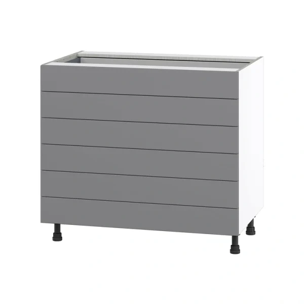 Hugo&Borg Beaumont 36-in W x 34.5-in H x 24-in D Slate Gray 6-Drawer Base Fully Assembled Cabinet