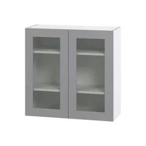 Hugo&Borg Beaumont 36-in W x 35-in H x 14-in D Slate Gray Wall Fully Assembled Cabinet (Glass Panel Shaker Door Style)