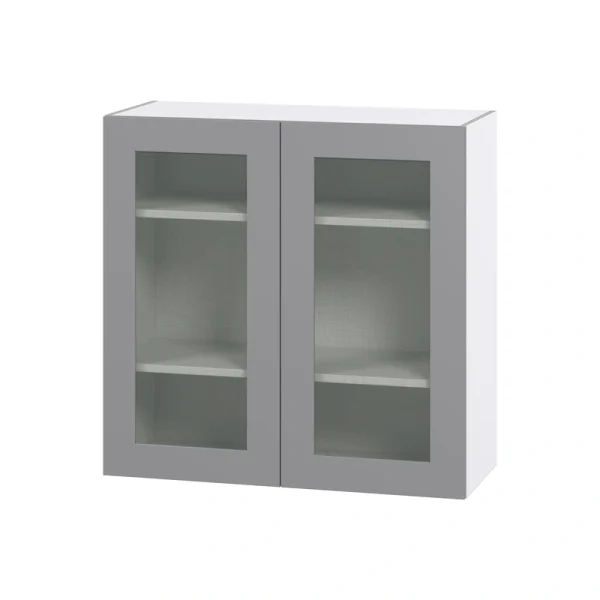 Hugo&Borg Beaumont 36-in W x 35-in H x 14-in D Slate Gray Wall Fully Assembled Cabinet (Glass Panel Shaker Door Style)