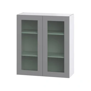 Hugo&Borg Beaumont 36-in W x 40-in H x 14-in D Slate Gray Wall Fully Assembled Cabinet (Recessed Panel Glass Door Style)